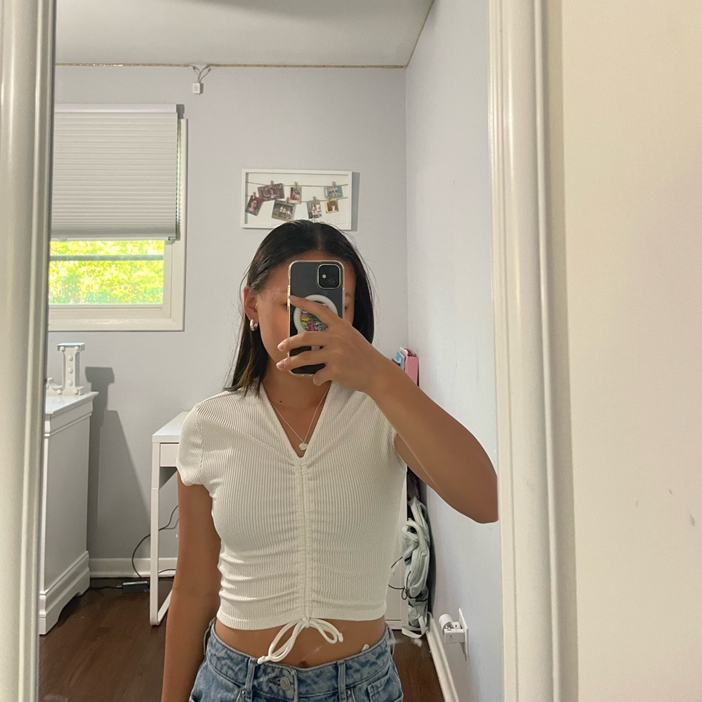 H&M white xs adjustable top